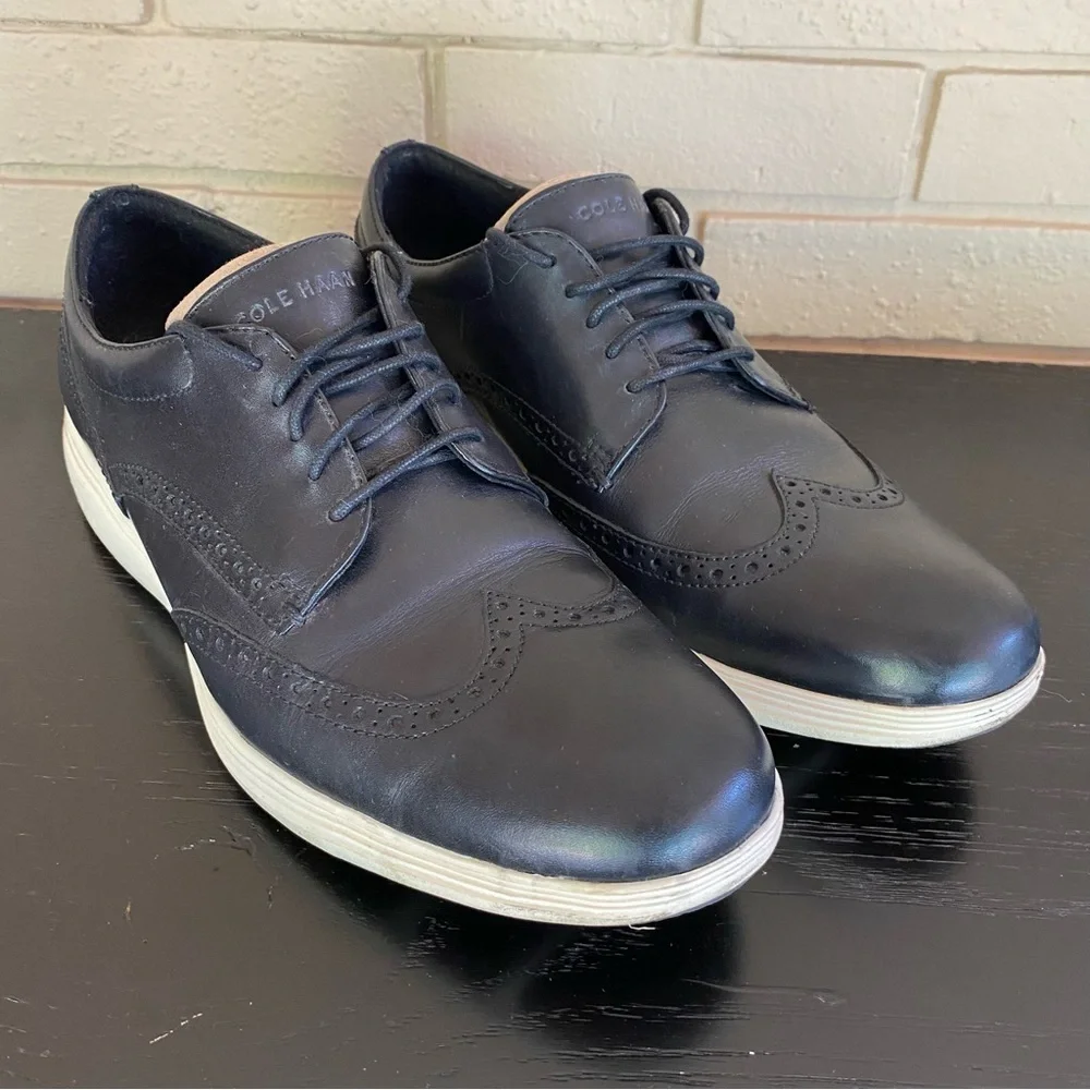 Cole Haan Grand Tour Os Oxfords Wingtip Black Leather Men's 12 C29413 Comfort